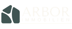 Arbor Immobilien Logo mit graugrünen geometrischen Formen und Schriftzug