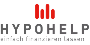 HYPOHELP Logo mit vier roten Balken und Schriftzug: einfach finanzieren lassen